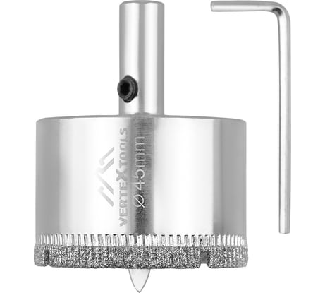Коронка с центрирующим сверлом по стеклу и керамике (45х55 мм) Vertextools 336-45-55