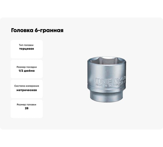 Головка 6-гранная INFO 28 мм, 1/2DR 94528