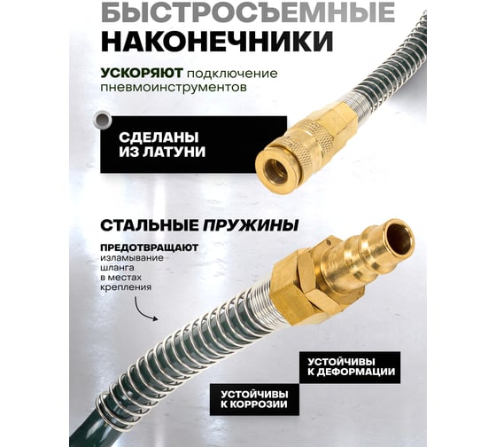 Шланг витой полиуретановый Rockforce 8х12 мм, 10 м, с быстроразъемами (максимальное давление - 15bar, рабочая температура от -20 до +60) RF-1208-10M(15056)
