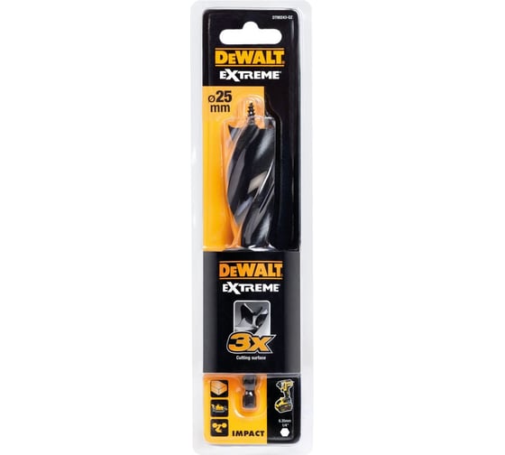 Сверло по дереву DEWALT Extreme Impact, 25x132x152 мм, 1 шт DT90243-QZ