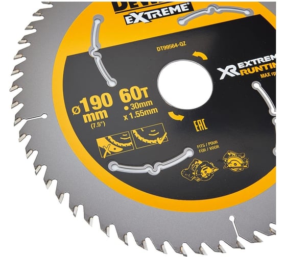 Пильный диск DEWALT DT99564 EXTREME RUNTIME, 190x30 мм, 60Z DT99564-QZ