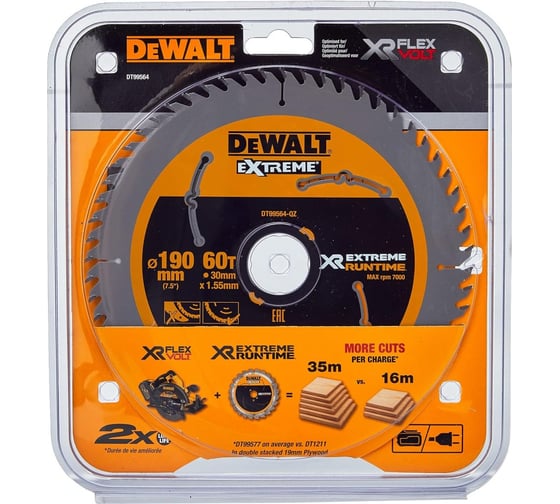 Пильный диск DEWALT DT99564 EXTREME RUNTIME, 190x30 мм, 60Z DT99564-QZ