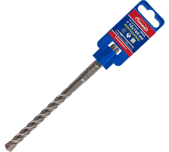 Бур по бетону Tsunami PROFESSIONAL Cross 10х160/110 мм, SDS-plus T10610300010160