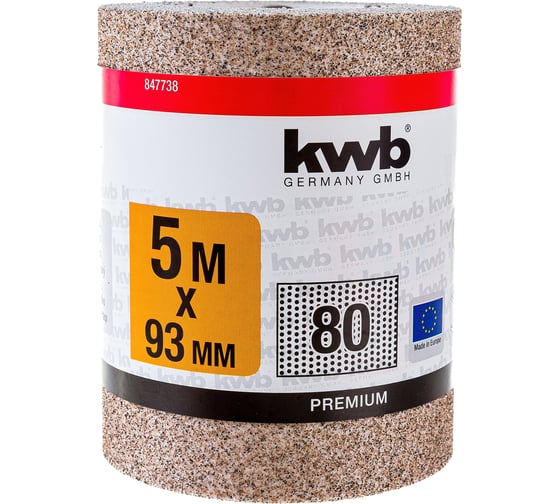 Бумага шлифовальная в рулоне kwb 5 м, 93 мм, К80 847738 1