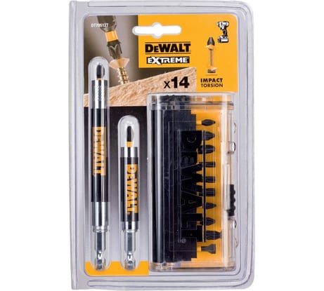 Бита DEWALT PH1, PH2, PH3, PZ1, PZ2, PZ3, SL6, T20, T25, T30, 25 мм, 14 шт DT70512T-QZ