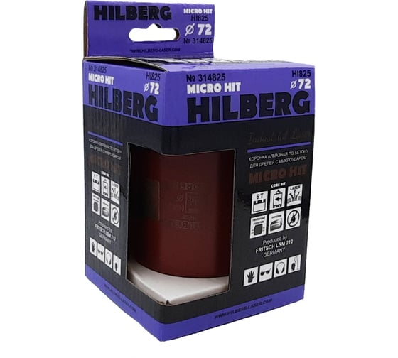 Коронка алмазная Industrial Laser Micro Hit 72 мм под пылеудалитель Hilberg HI825