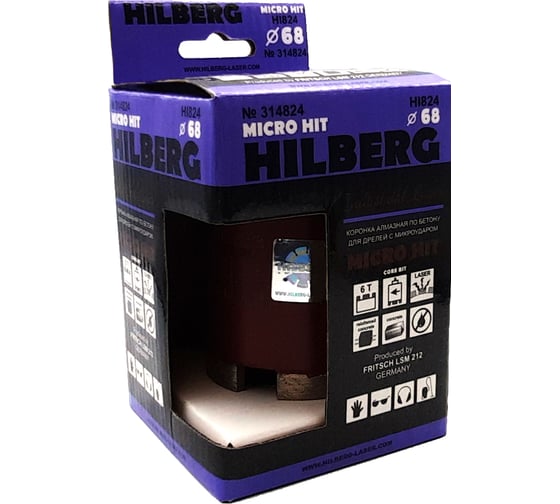 Коронка алмазная Industrial Laser Micro Hit 68 мм под пылеудалитель Hilberg HI824