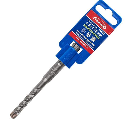 Бур по бетону Tsunami PROFESSIONAL Cross 8х110/60 мм, SDS-plus T10610300008110 1