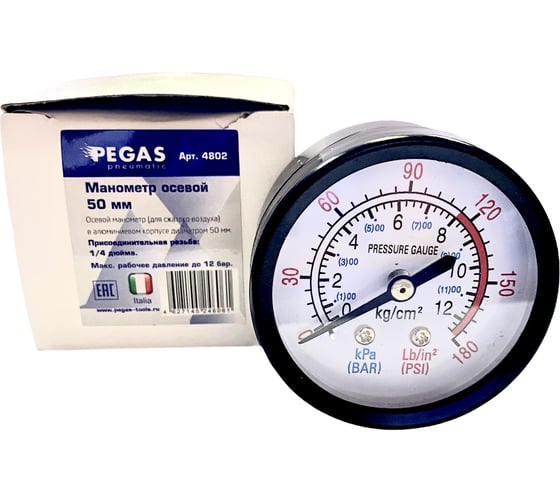 Манометр для компрессора 50 мм 1/4 Pegas pneumatic 4802