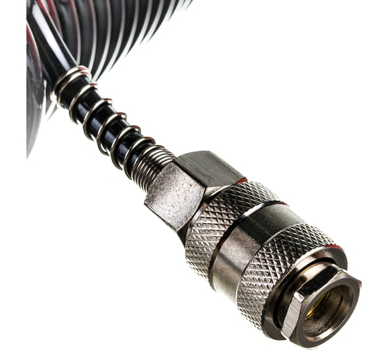 Шланг спиральный черный полиуретановый профи (15 м; 5х8 мм) Pegas pneumatic 4921