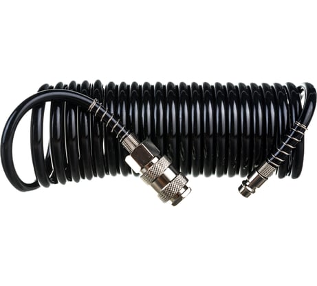 Шланг спиральный черный полиуретановый профи (5 м; 20 бар; 5х8 мм) Pegas pneumatic 4924