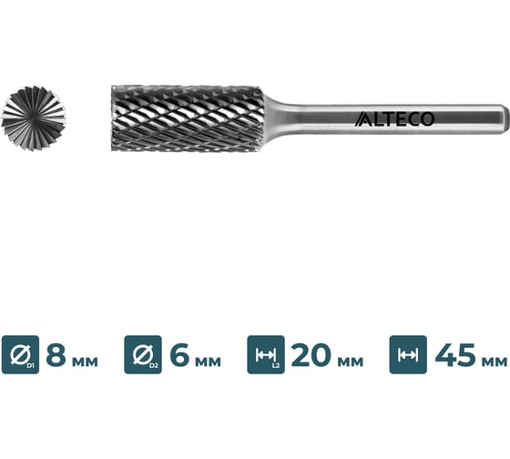 Бор-фреза по металлу ALTECO B 0820/6 MX 75635
