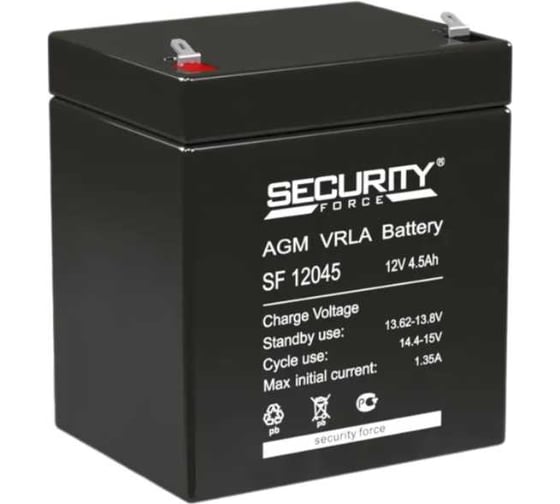 Аккумуляторная батарея Security Force SF 12045 - выгодная цена, отзывы, характеристики, фото - купить в Москве и РФ