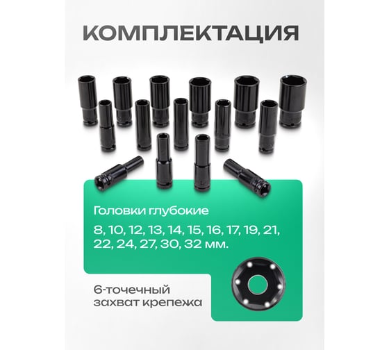 Набор головок в пластиковом кейсе SIGMATOOL 1/2"DR, 15 шт -4157-5MPB(59731) Sigmatool-4157-5MPB(59731)