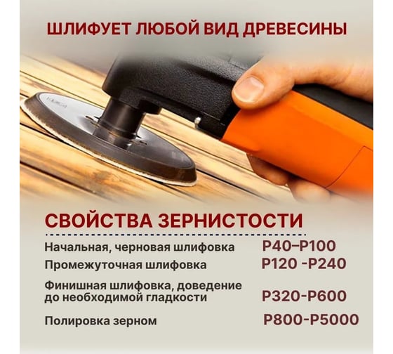 Набор шлифовальных кругов Vitatools 125 мм, 5 шт, с P150 по P400, красные,8 отверстий R-125-P150-P400-5-8
