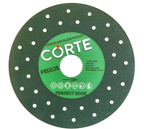 Диск алмазный для чистого реза по стеклу и керамограниту CORTE PERFECT EDGE 125х1.6х22.2 мм PED125