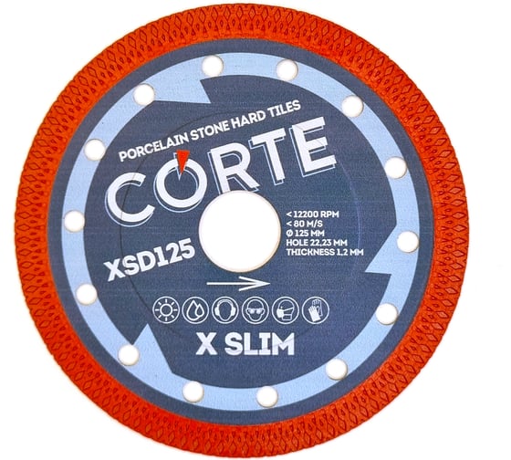 Диск алмазный по керамограниту CORTE X SLIM 125х1.2х22.2 мм XSD125 1
