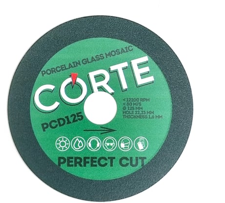 Диск алмазный для чистого реза по стеклу и керамограниту CORTE PERFECT CUT 125х1.6х22.2 мм PCD125
