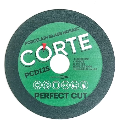 Диск алмазный для чистого реза по стеклу и керамограниту CORTE PERFECT CUT 125х1.6х22.2 мм PCD125 1