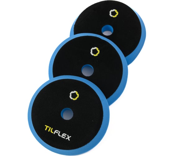 Круг полировочный с отверстием TILFLEX 150 мм, голубой, мягкий, толщина 25 мм TL59