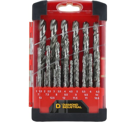 Набор сверл по металлу 1-13 мм, шаг 0.5 мм, 25 штук, пласт.коробка HSS-G Diamond Industrial DIDSMET11325S
