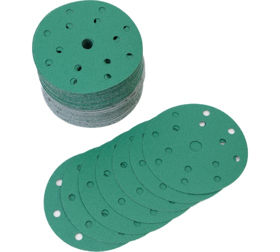 Абразивный круг TILFLEX GREEN Film 150 мм, P40, 15 отверстий, на липучке, 10 шт TL41-040/10