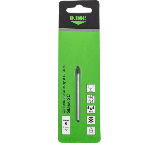 Сверло по стеклу и плитке D.BOR Glass 2C 5х70 мм D-DB-G2C-C-05