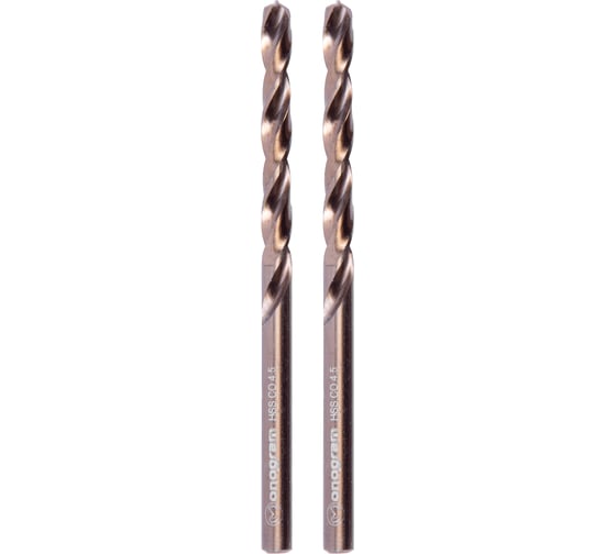 Сверло по металлу кобальтовое MONOGRAM HSS-Co, 4,5 мм, 2 шт 105-598