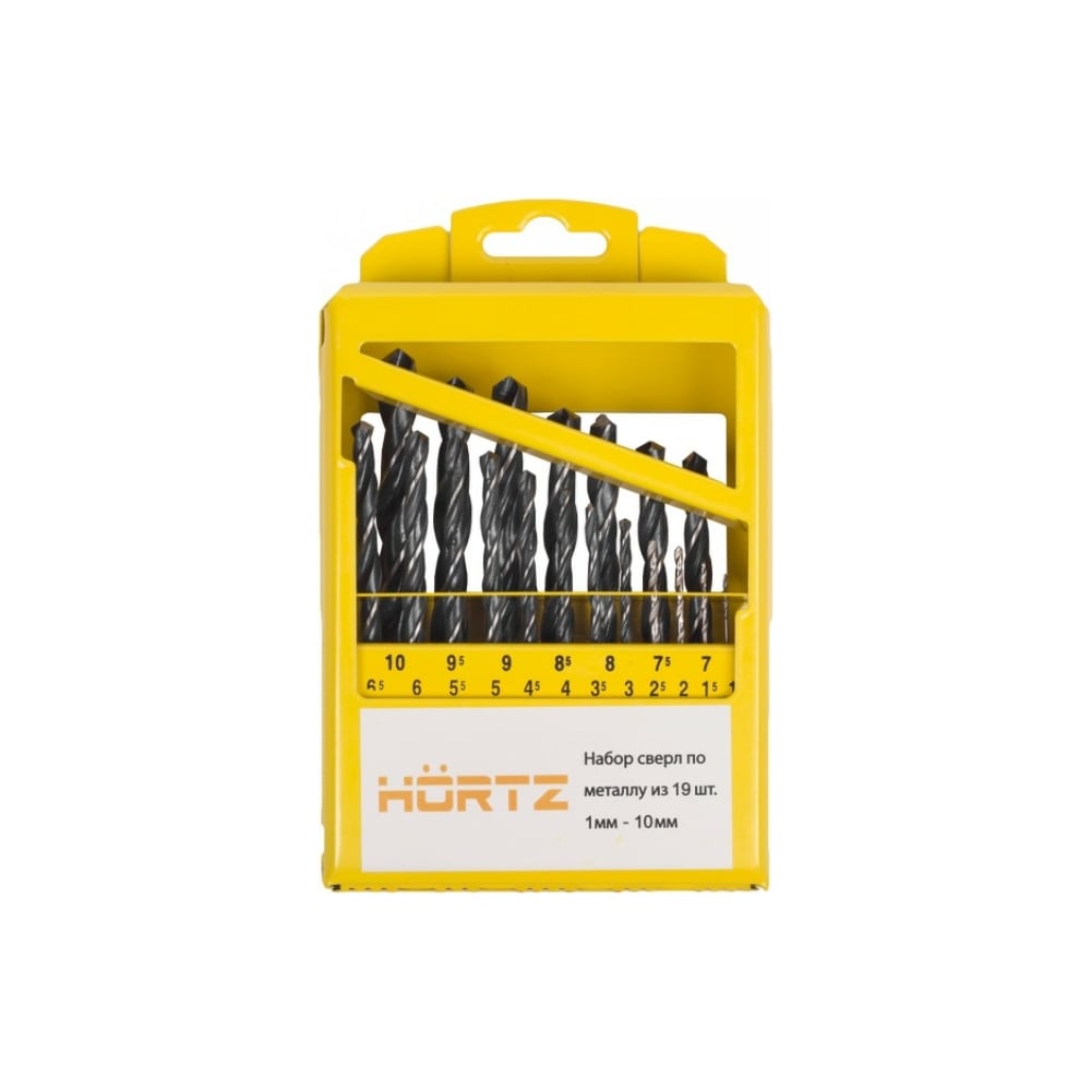 Набор сверл по металлу (19 шт; 1-10 мм; Р6М5) в металлическом кейсе ...