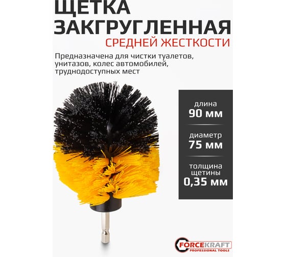 Набор сменных щеток для уборки/химчистки под шуруповерт Forcekraft 4 предмета: кругл.90х75мм;плоск.50х25мм,100х25мм;удлинитель 150мм FK-CBK-01(60400)