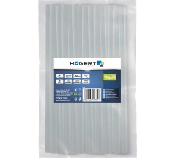 Клеевые стержни прозрачные HOEGERT TECHNIK 15 сР, 11.2 мм, 200 мм, 1 кг HT2C131