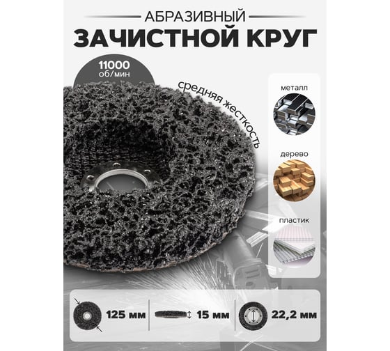 Круг абразивный зачистной Forsage 125х22.2 мм (черный, max об/мин 11000), в блистере F-BD125D(19769)