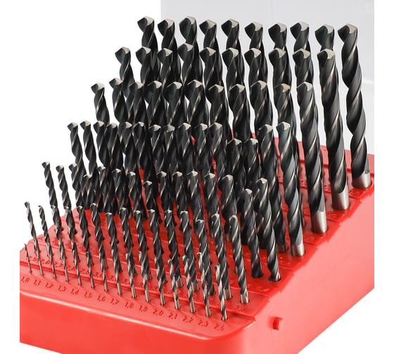 Набор сверл по металлу H-Tools 1-10мм, 91шт, DIN338, HSS, 118град. 205223TXHT