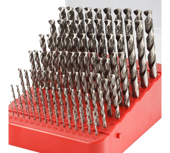 Набор сверл по металлу H-Tools 1-10мм, 91шт, DIN338, HSS-G, 135град. 214223HT