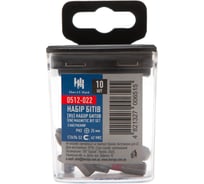 Набор бит намагниченных с насечками в кейсе (10 шт; РН2; 25 мм; сталь S2) HorsAY Hard 0512-022