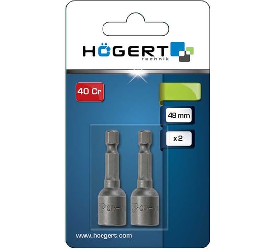 Насадка торцевая с магнитом (2 шт; 10 мм; 1/4"; CrV) HOEGERT TECHNIK HT1S458