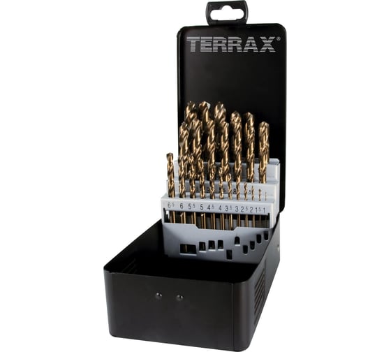 Набор сверл по металлу (25 шт; 1-13 мм; HSSE-Co5) Terrax by RUKO