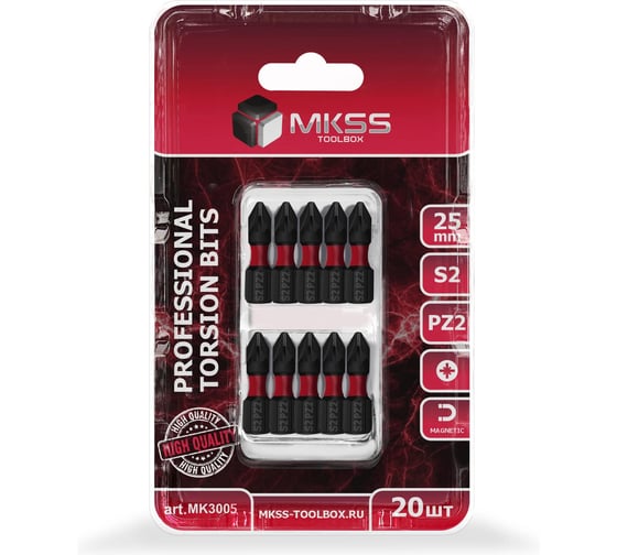 Бита торсионная магнитная MKSS Toolbox РZ2, 25мм (20 шт) MK3005
