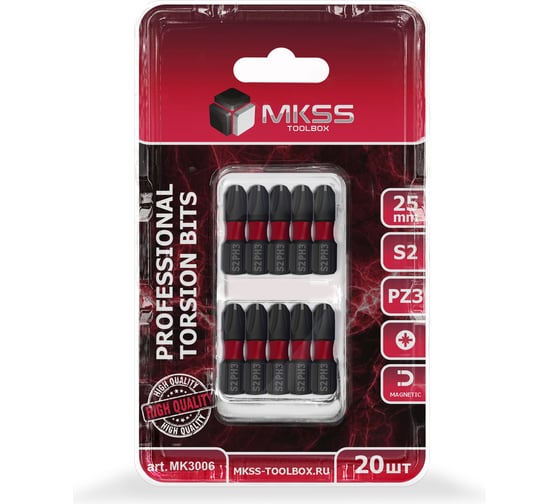 Бита торсионная магнитная MKSS Toolbox РZ3, 25мм (20 шт) MK3006