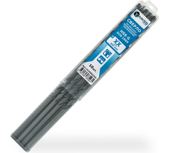 Cверло по металлу длинное MKSS Toolbox 4426KS 300 мм, HSS-G 4241, DIN1869, 6.0, 10шт 44260060KS