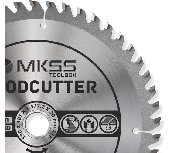 Диск пильный по дереву MKSS Toolbox Woodcutter WC1900 190x48Тх20 мм WC19004820