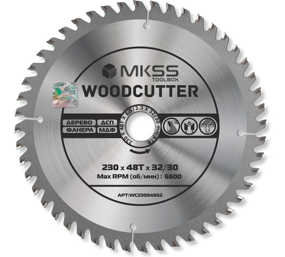 Диск пильный по дереву MKSS Toolbox Woodcutter WC2300 230x48Тх32/30 мм WC23004832 1