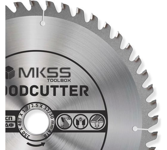 Диск пильный по дереву MKSS Toolbox Woodcutter WC2500 250x48Тх32/30 мм WC25004832