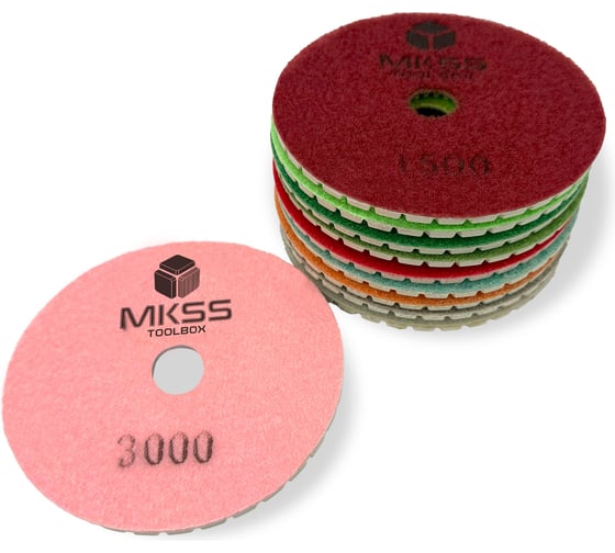 Набор АГШК MKSS Toolbox MK2604 Ø100 для мокрой шлифовки (10шт) MKSS MK26040010