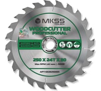 Диск пильный по дереву MKSS Toolbox Woodcutter Professional SS3025 250x24Тх1.8/2.6x30 мм SS30250001