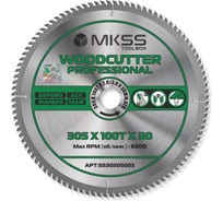 Диск пильный по дереву MKSS Toolbox Woodcutter Professional SS3030 305x100Тх2.0/3.0x30 мм SS30305003