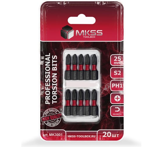 Бита торсионная магнитная MKSS Toolbox РН1, 25мм (20 шт) MK3001