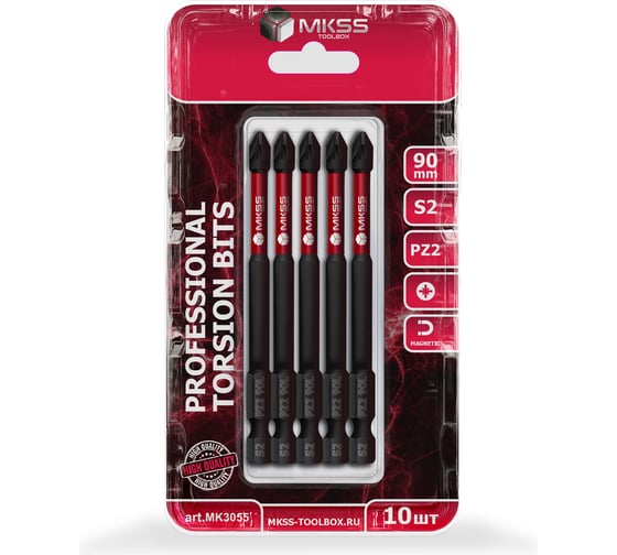 Бита торсионная магнитная MKSS Toolbox РZ2, 90мм (10 шт) MK3055