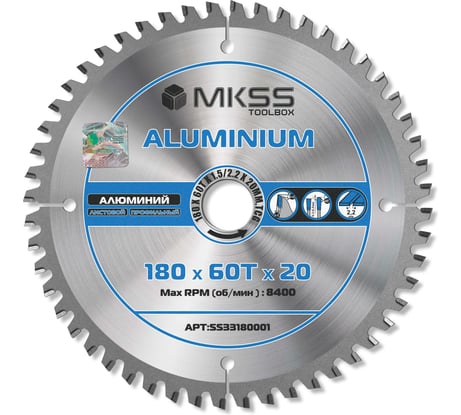 Диск пильный по алюминию MKSS Toolbox Aluminium SS3318 180x60Тх1.5/2.2x20мм SS33180001