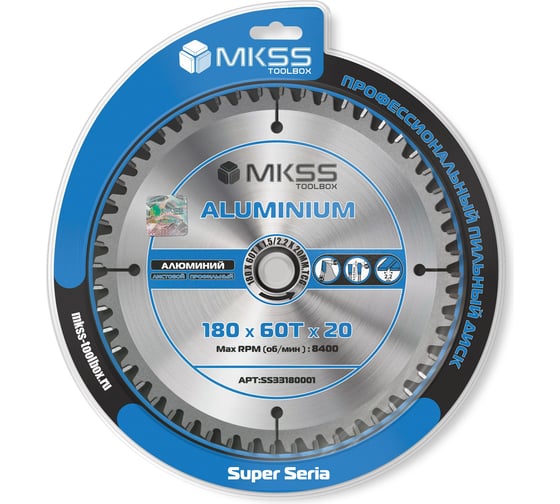 Диск пильный по алюминию MKSS Toolbox Aluminium SS3318 180x60Тх1.5/2.2x20мм SS33180001